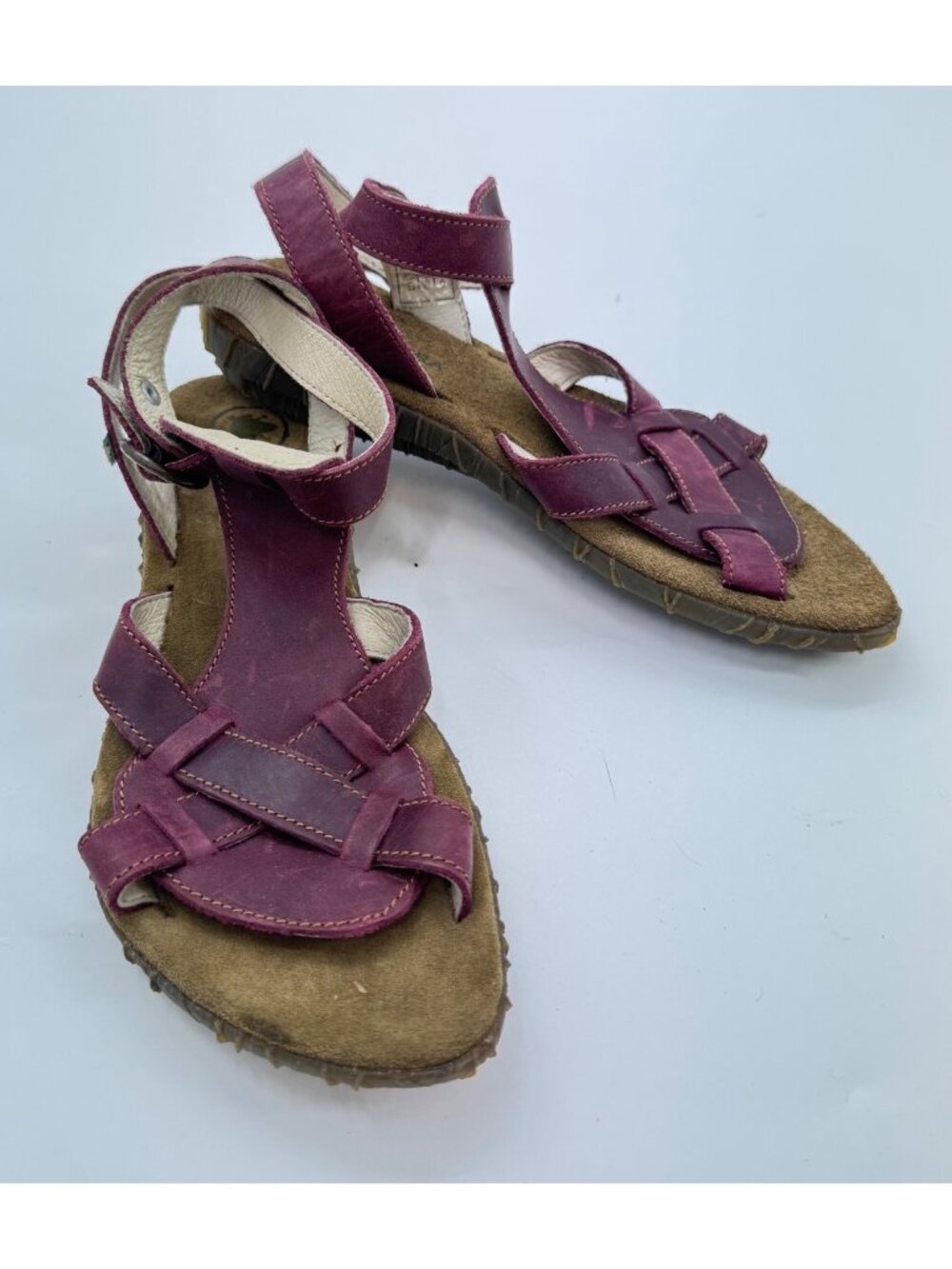 El Naturalista Purple plum Leather Strappy Sandals Size 9 / 40 Boho Artisan